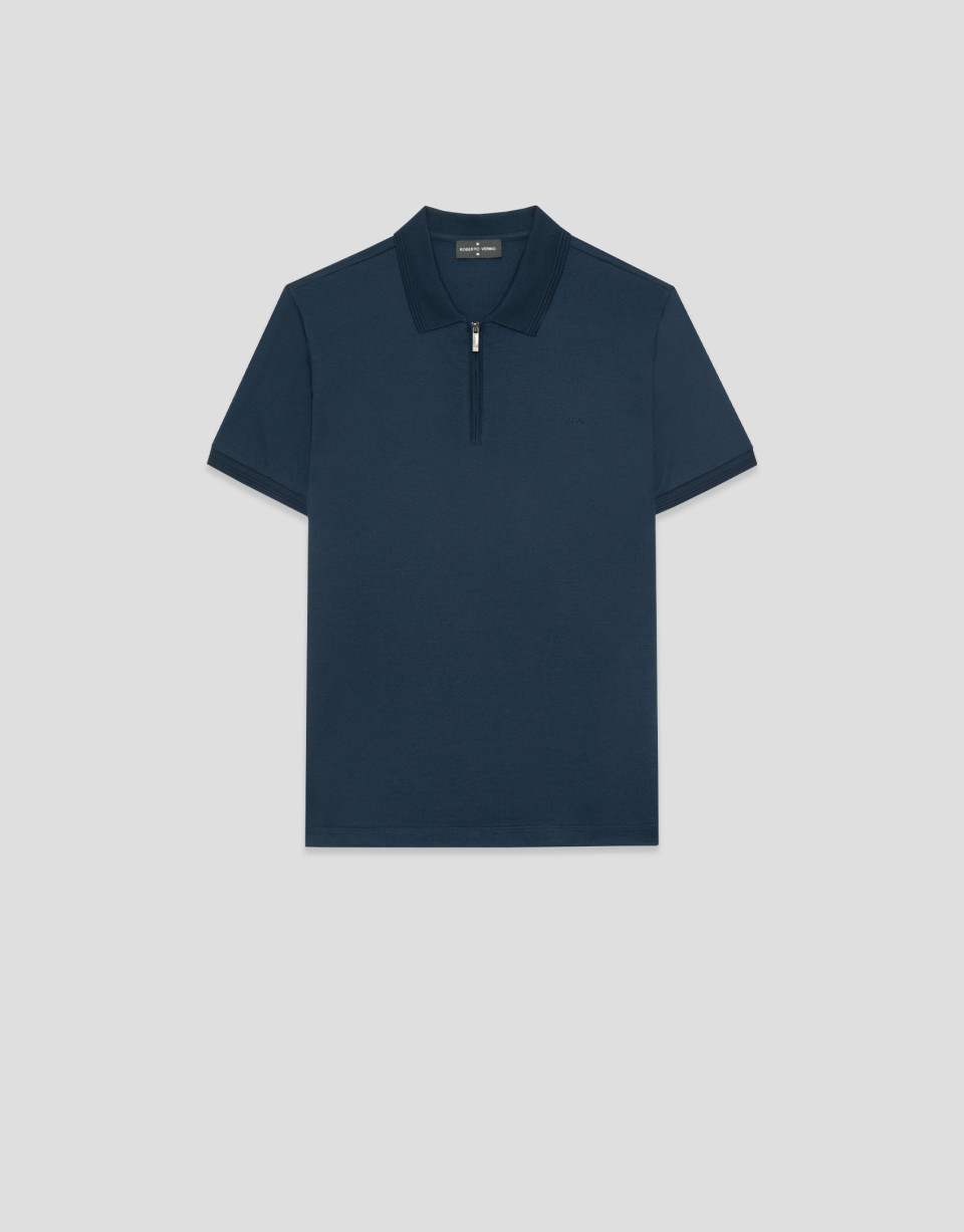 Short-sleeved polo shirt in mercerized ... | Roberto Verino