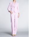 Pink blazer with tuxedo collar. 