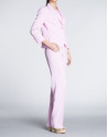 Pink blazer with tuxedo collar. 