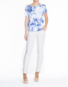 Loose white turquoise and blue print top