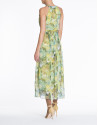Vestido sin mangas estampados verdes y amarillo
