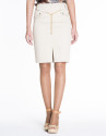 Falda algodón beige con cadena