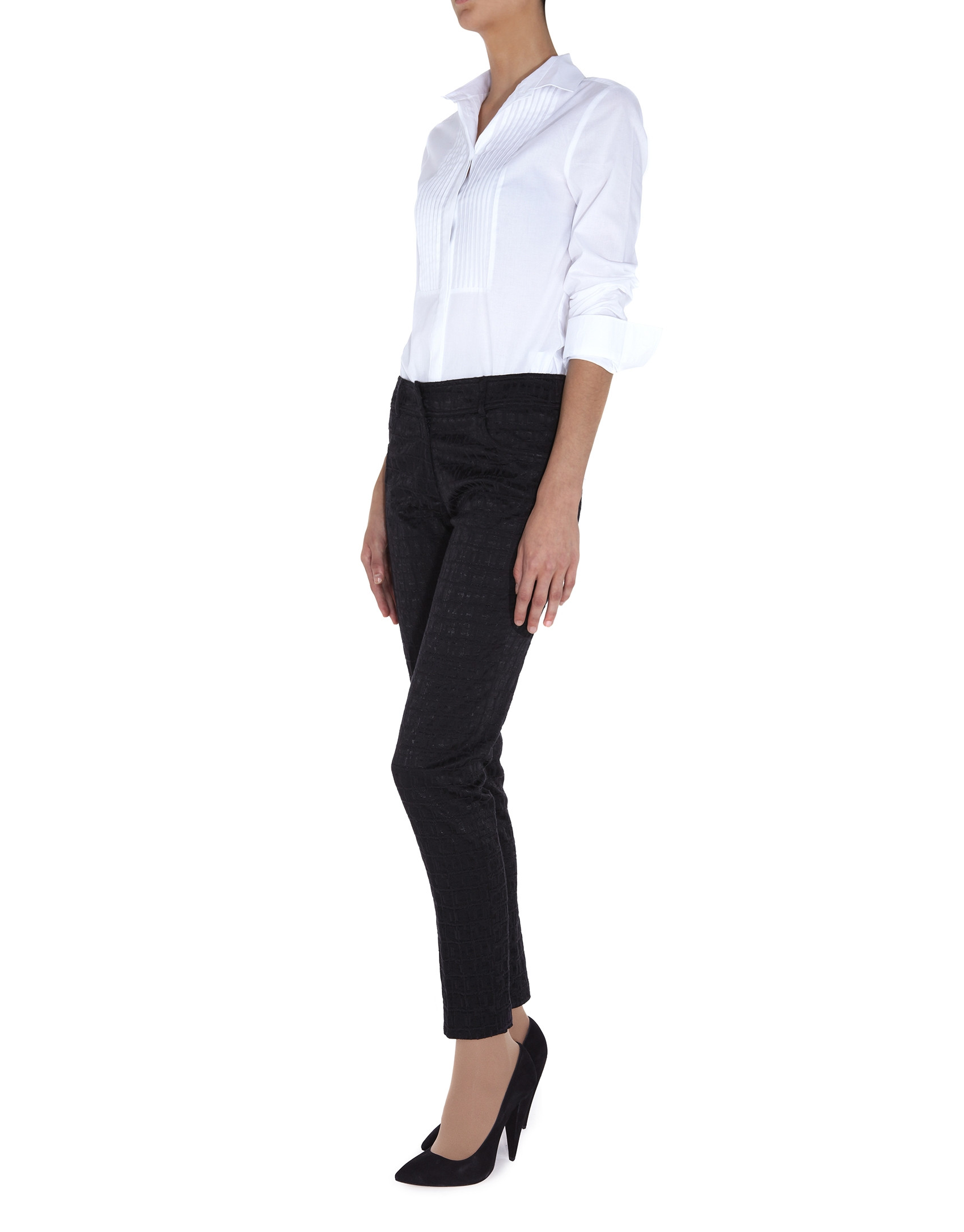 White cotton shirt with front tucks 