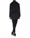 Black diamond print quilted trench coat