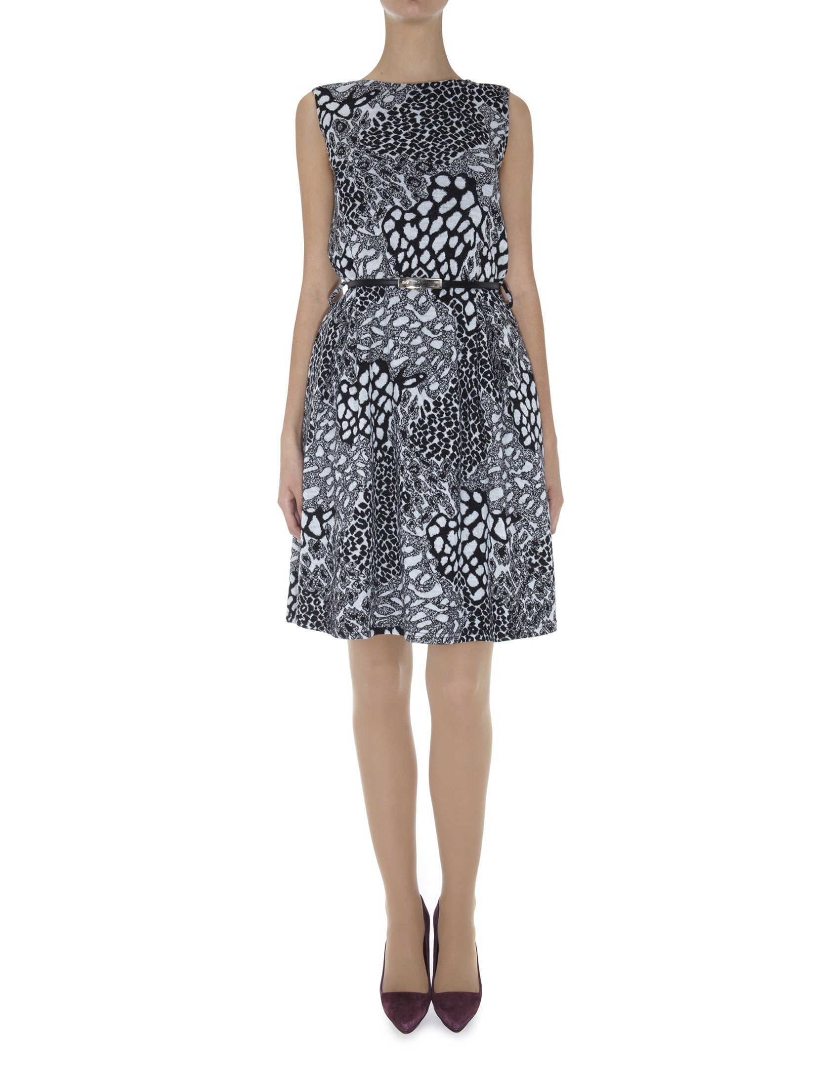 Gray animal print knit dress 