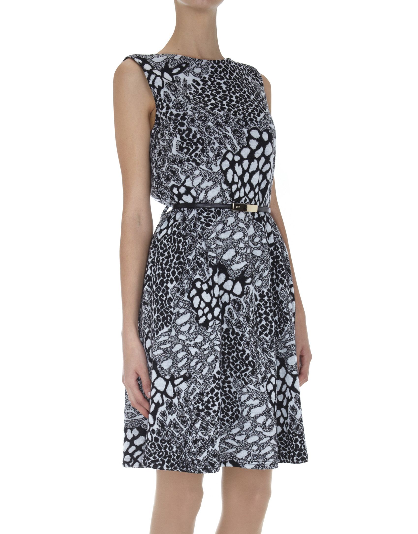 Gray animal print knit dress 