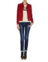 Red short wool jacquard jacket with Mao collar