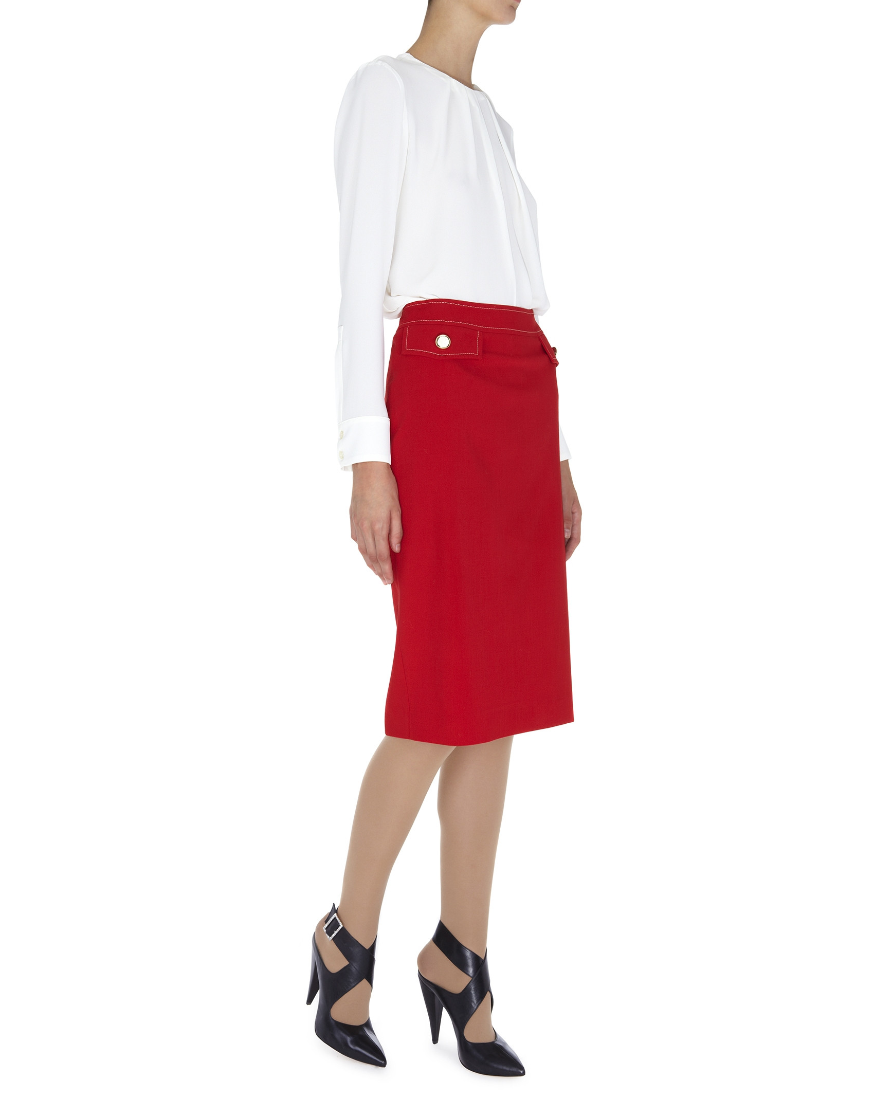 Burgundy straight shirt with flaps