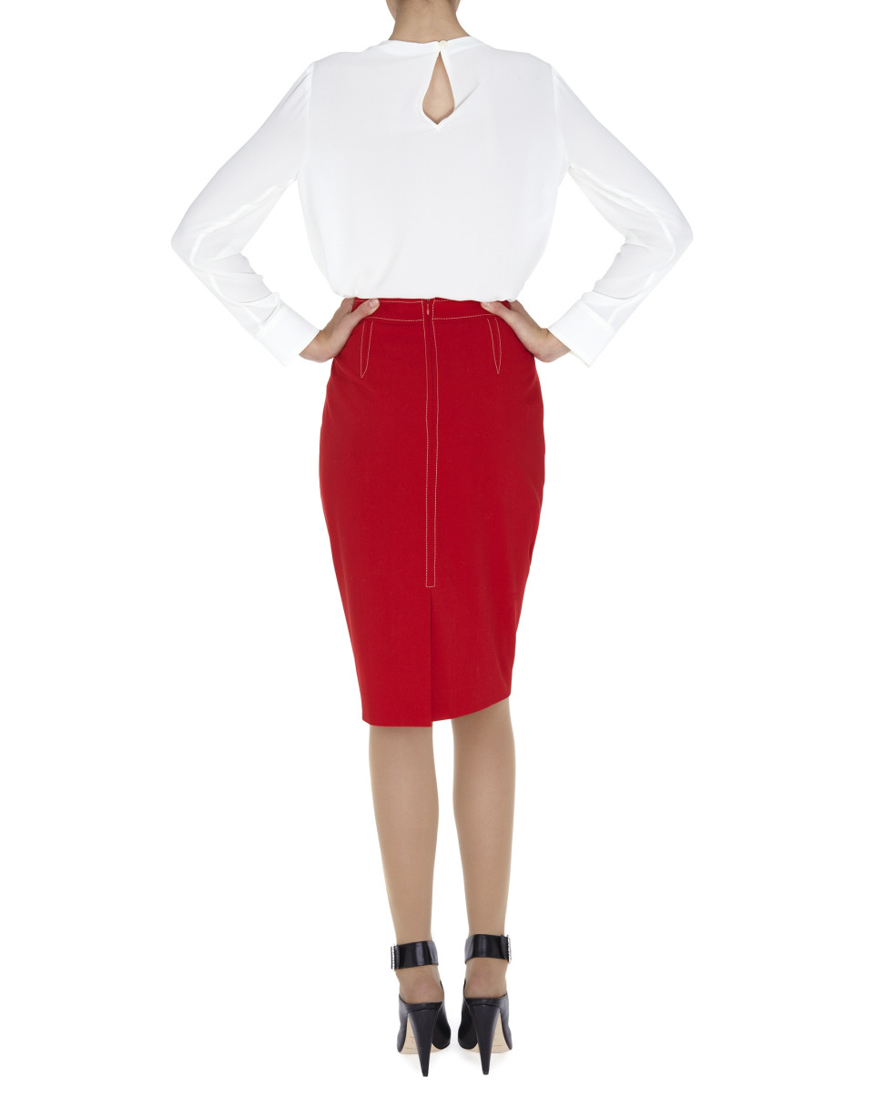 Burgundy straight shirt with flaps