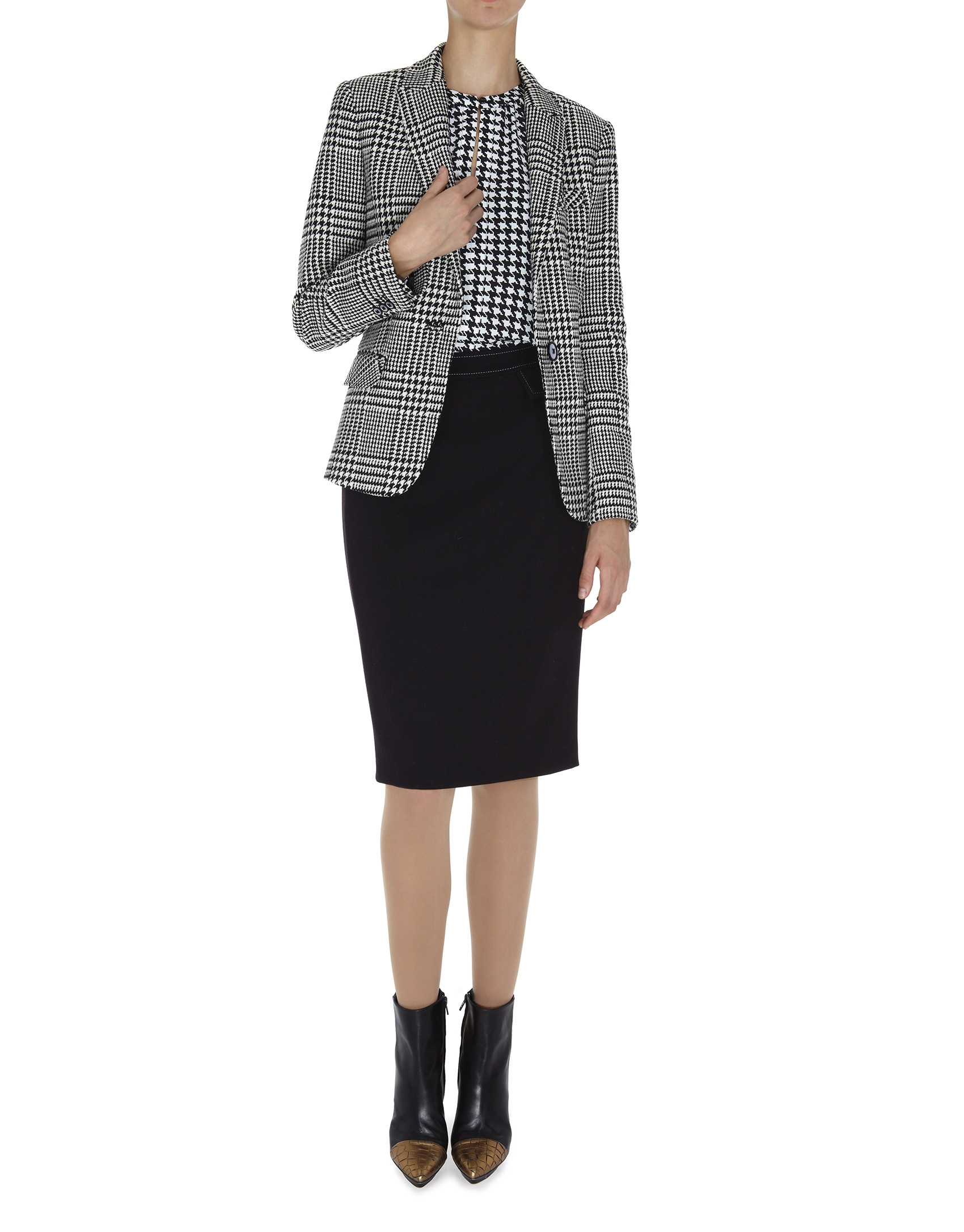 Gray Prince of Wales blazer with one button 