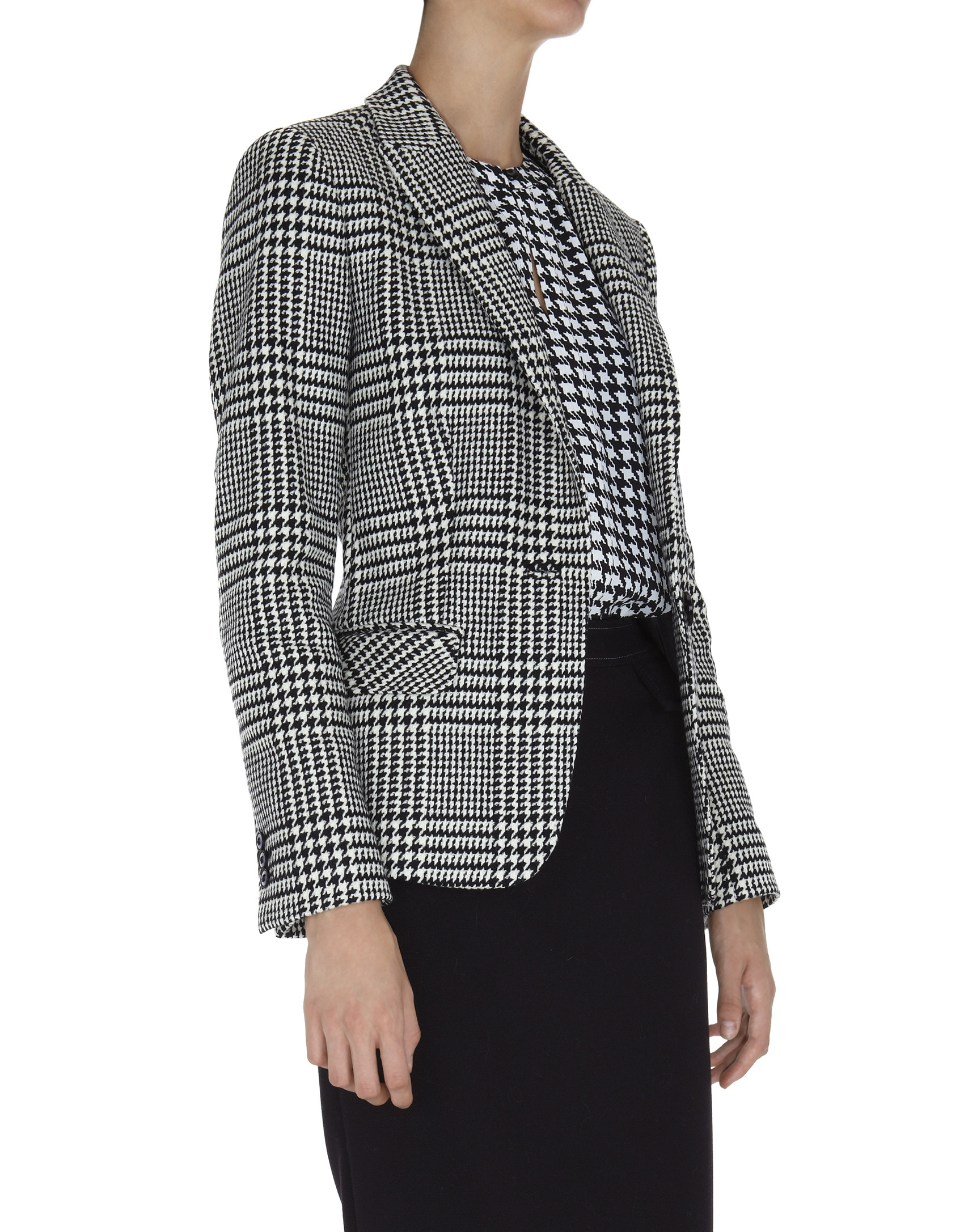 Gray Prince of Wales blazer with one button 