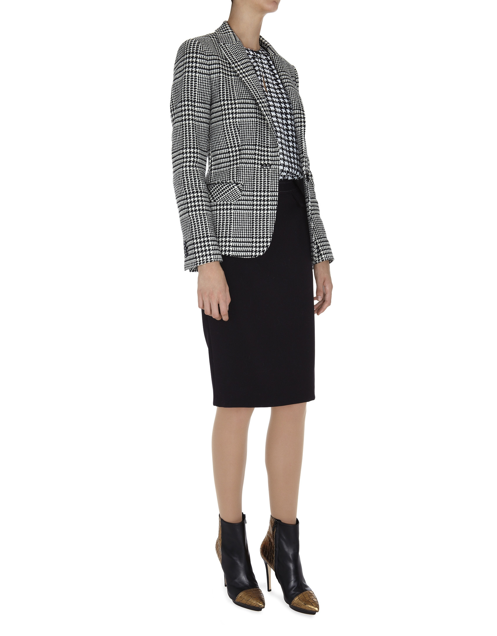 Gray Prince of Wales blazer with one button 