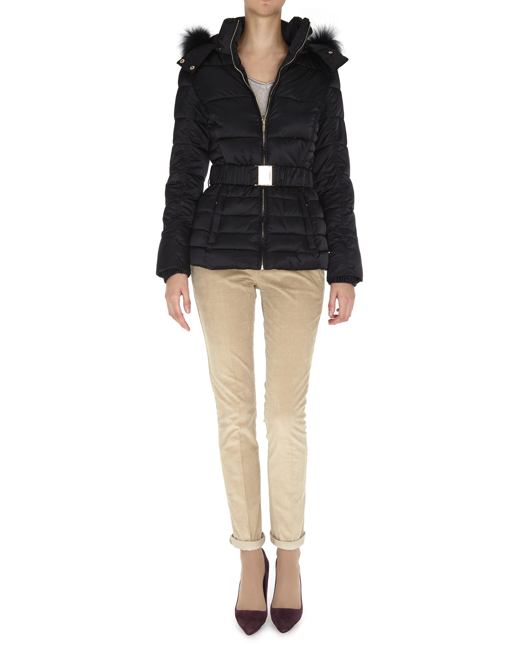 Short black trench coat with hood