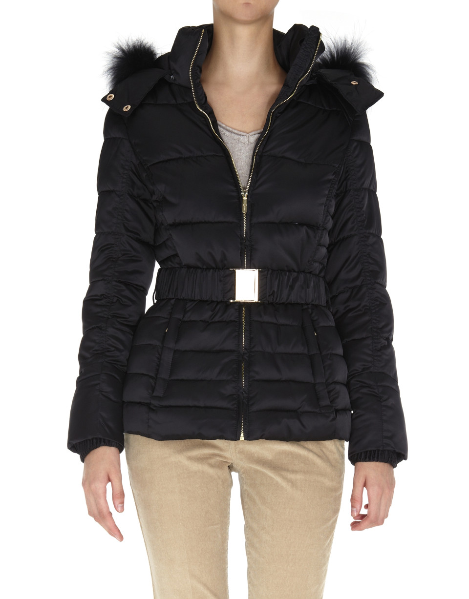 Short black trench coat with hood