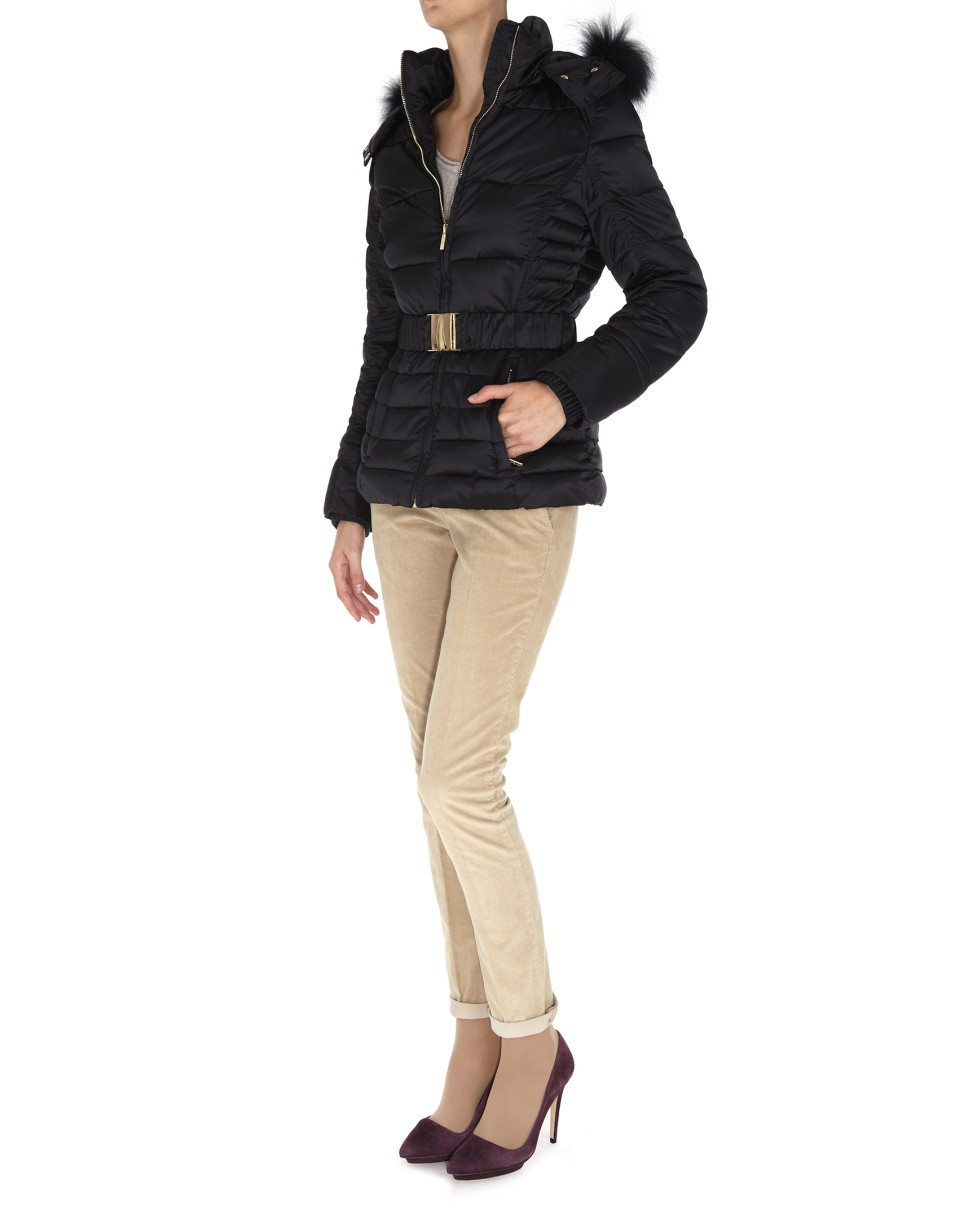 Short black trench coat with hood
