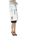Long beige ski jacket with matching raccoon collar 