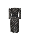 Vestido negro estampado escote bañera
