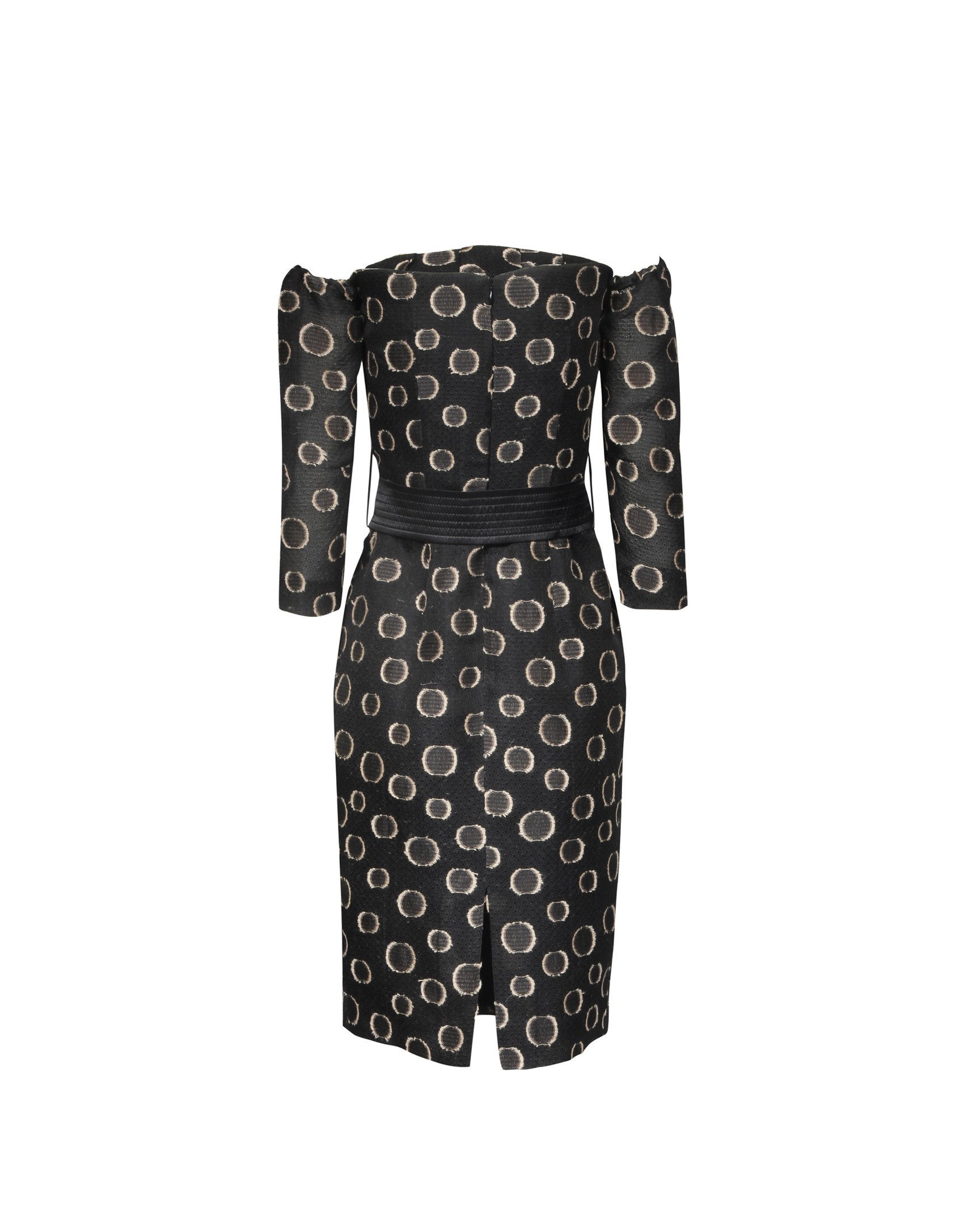 Vestido negro estampado escote bañera