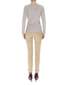 Beige fine knit V neck sweater