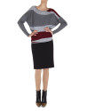 Gray and red dolman sleeve sweater 