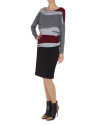 Gray and red dolman sleeve sweater 