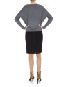 Gray and red dolman sleeve sweater 