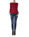 Camiseta punto roja manga larga estampado leopardo