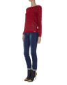 Camiseta punto roja manga larga estampado leopardo
