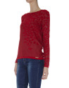 Camiseta punto roja manga larga estampado leopardo