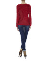 Camiseta punto roja manga larga estampado leopardo