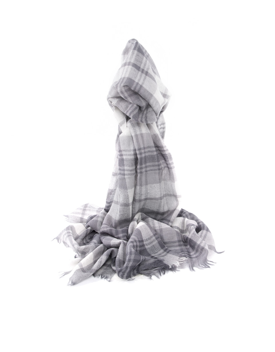 Foulard cuadros gris negros
