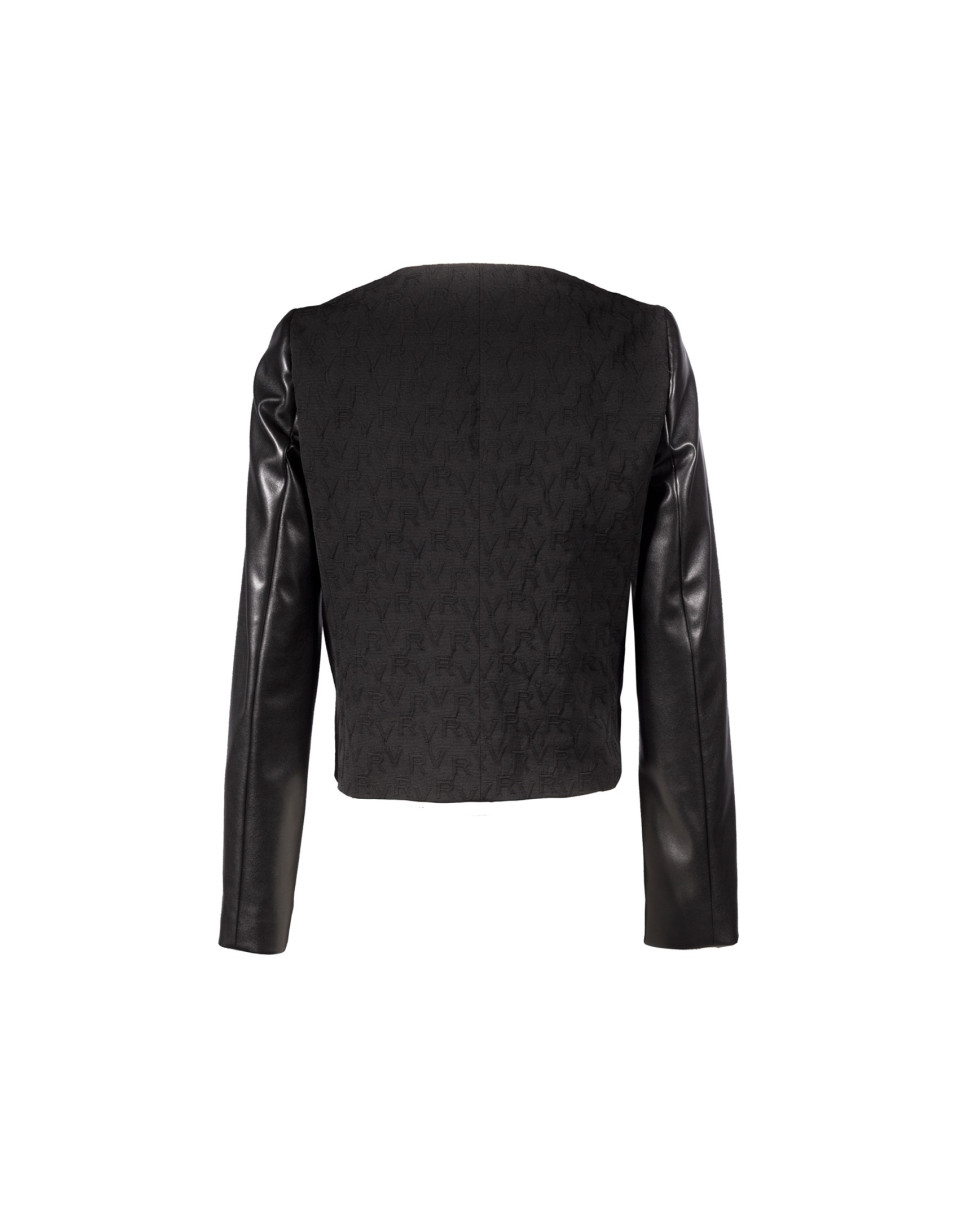 Black two-fabric blazer