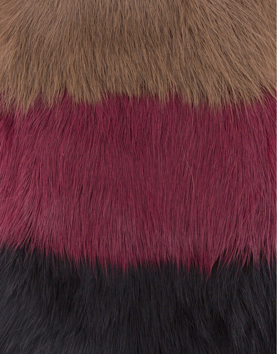 Tricolor knit and rabbit fur mittens 