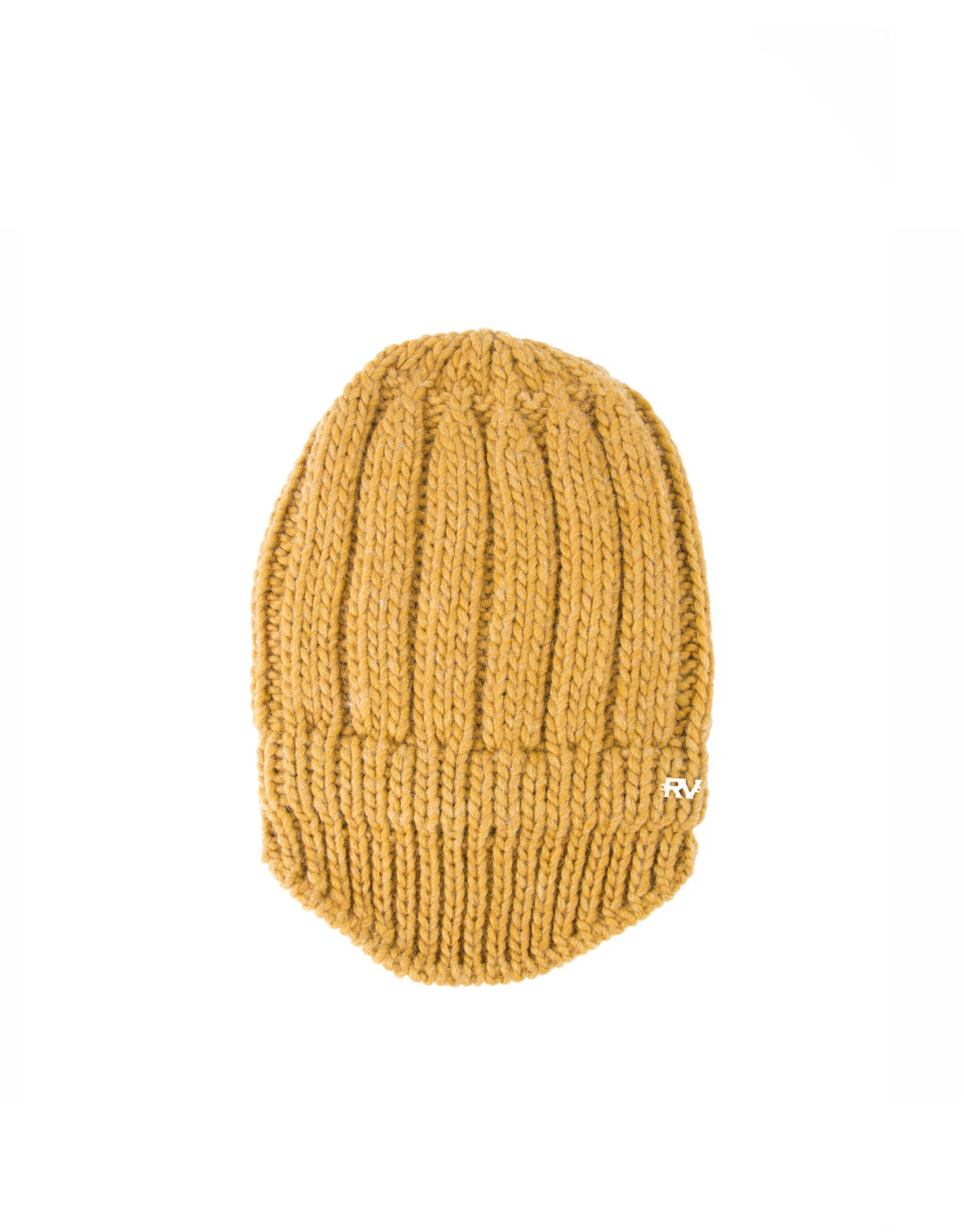 Mustard knit cap with visor 