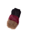 Tricolor knit and rabbit fur mittens 