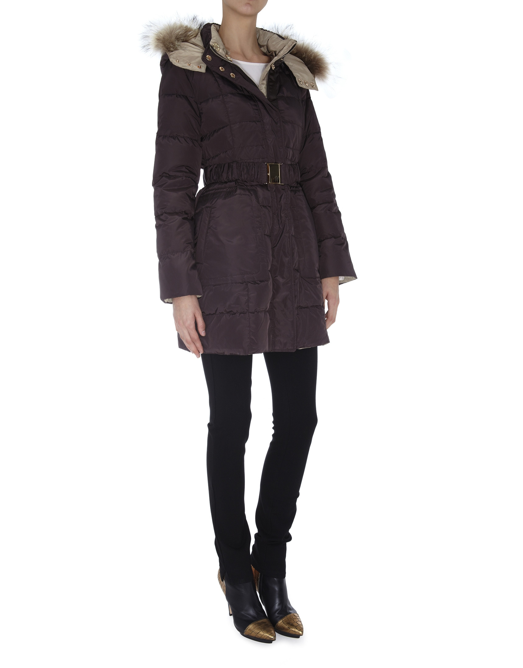 Brown / beige reversible  long ski jacket 