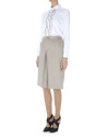 Beige front pleated skirt 