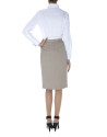 Beige front pleated skirt 