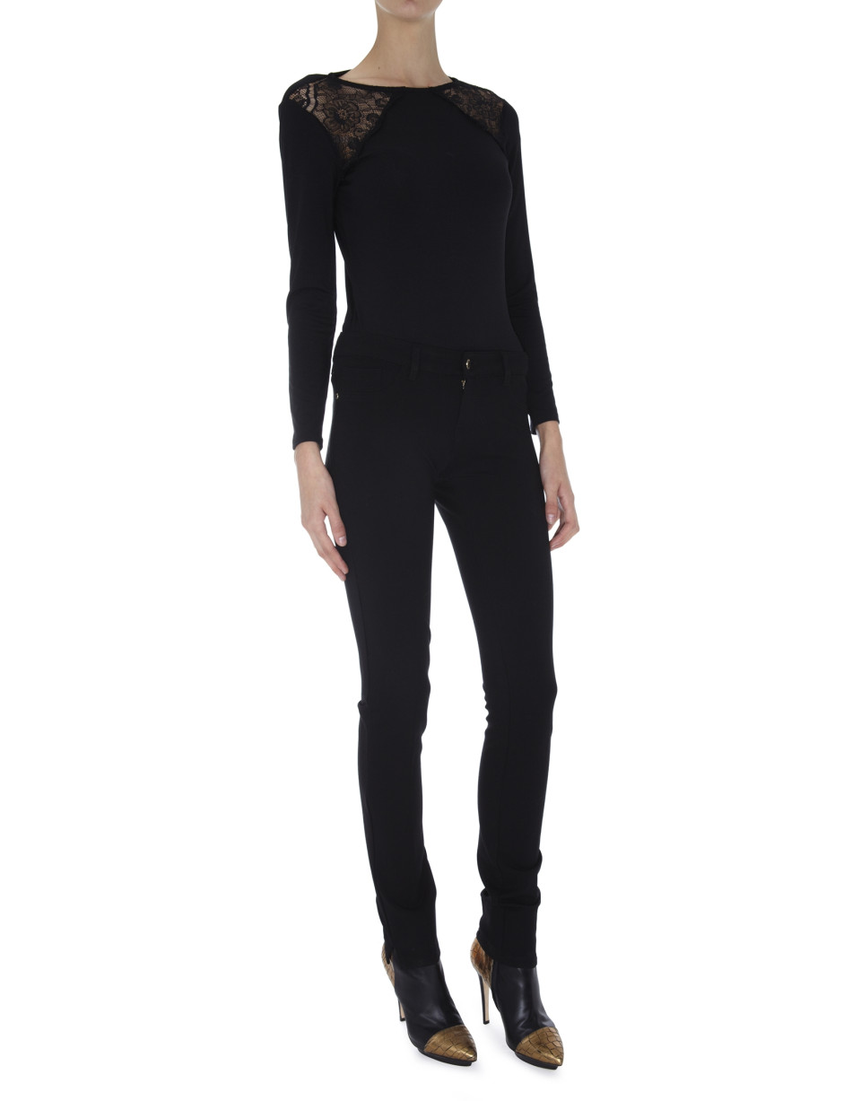 Black long sleeved top with lace shoulders