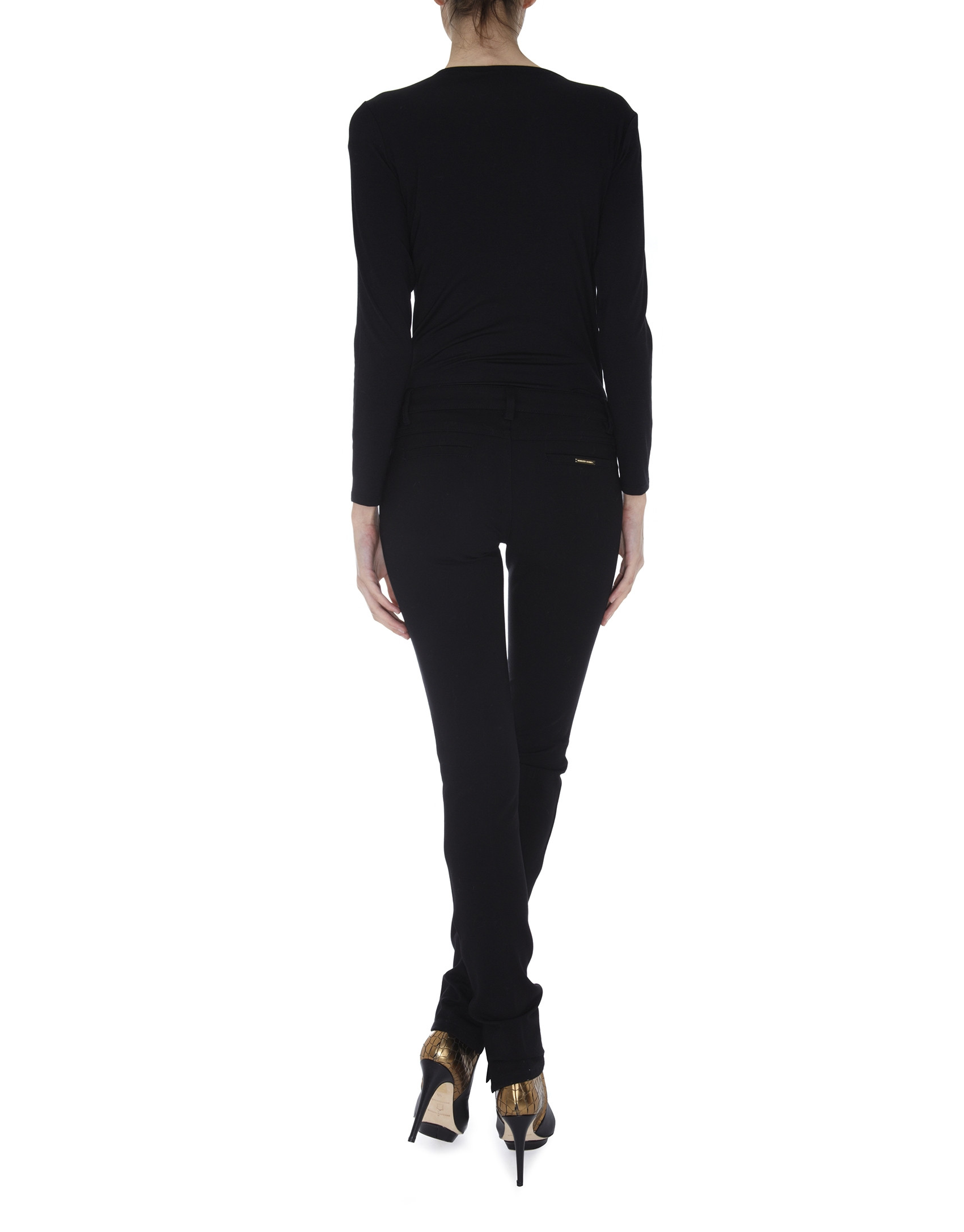 Black long sleeved top with lace shoulders