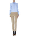 Beige corduroy straight pants with French pocket