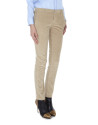 Beige corduroy straight pants with French pocket