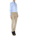 Beige corduroy straight pants with French pocket