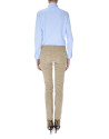 Beige corduroy straight pants with French pocket