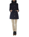 Long midnight blue ski jacket with fur collar 