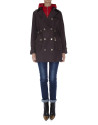 Brown trench coat with detachable red lining