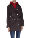 Brown trench coat with detachable red lining