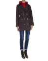 Brown trench coat with detachable red lining