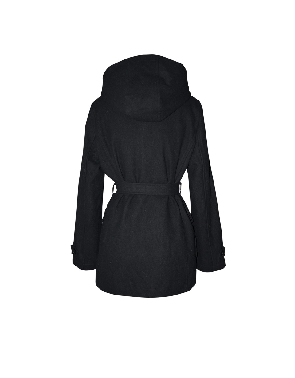 Trench paño negro interior acolchado