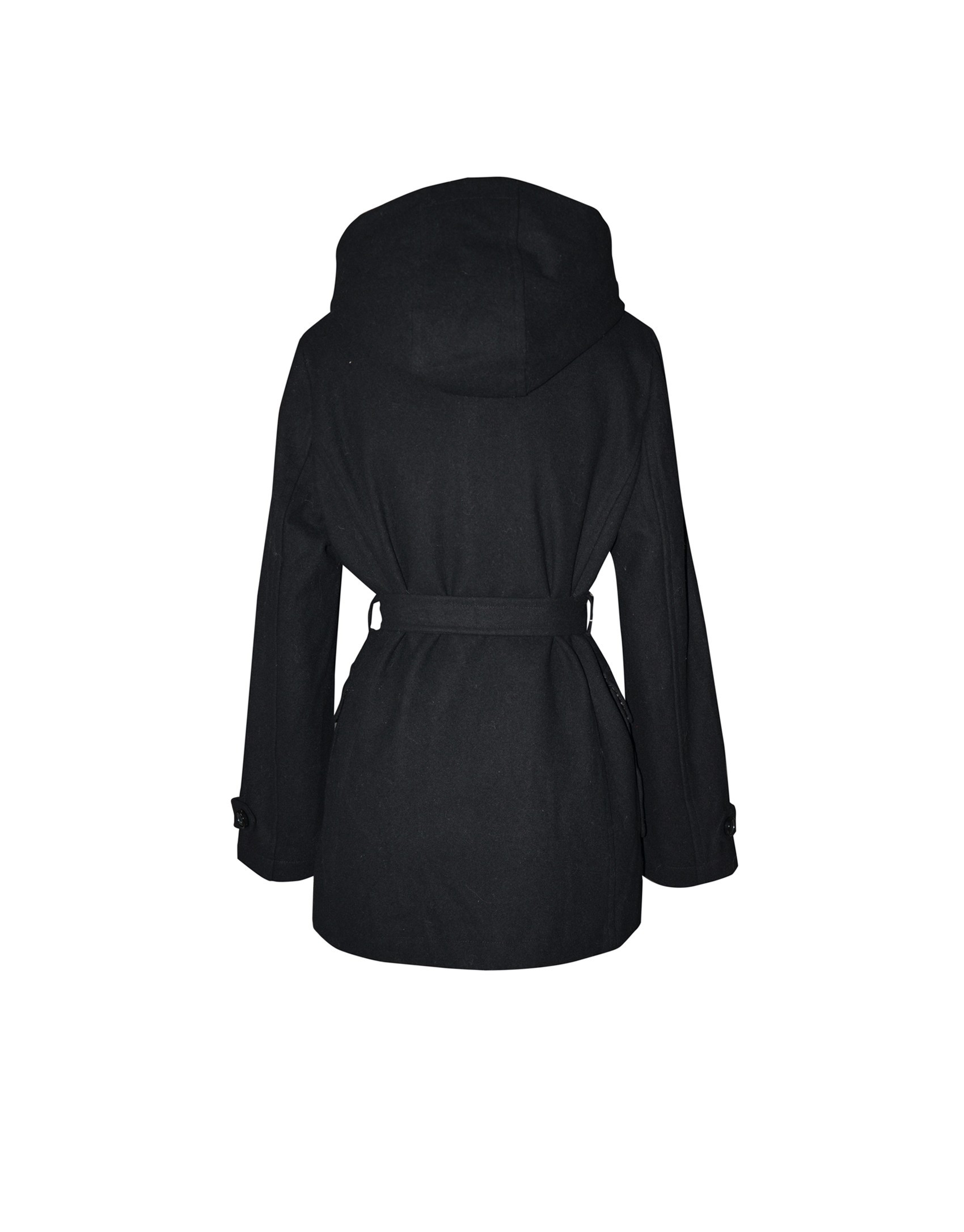 Trench paño negro interior acolchado